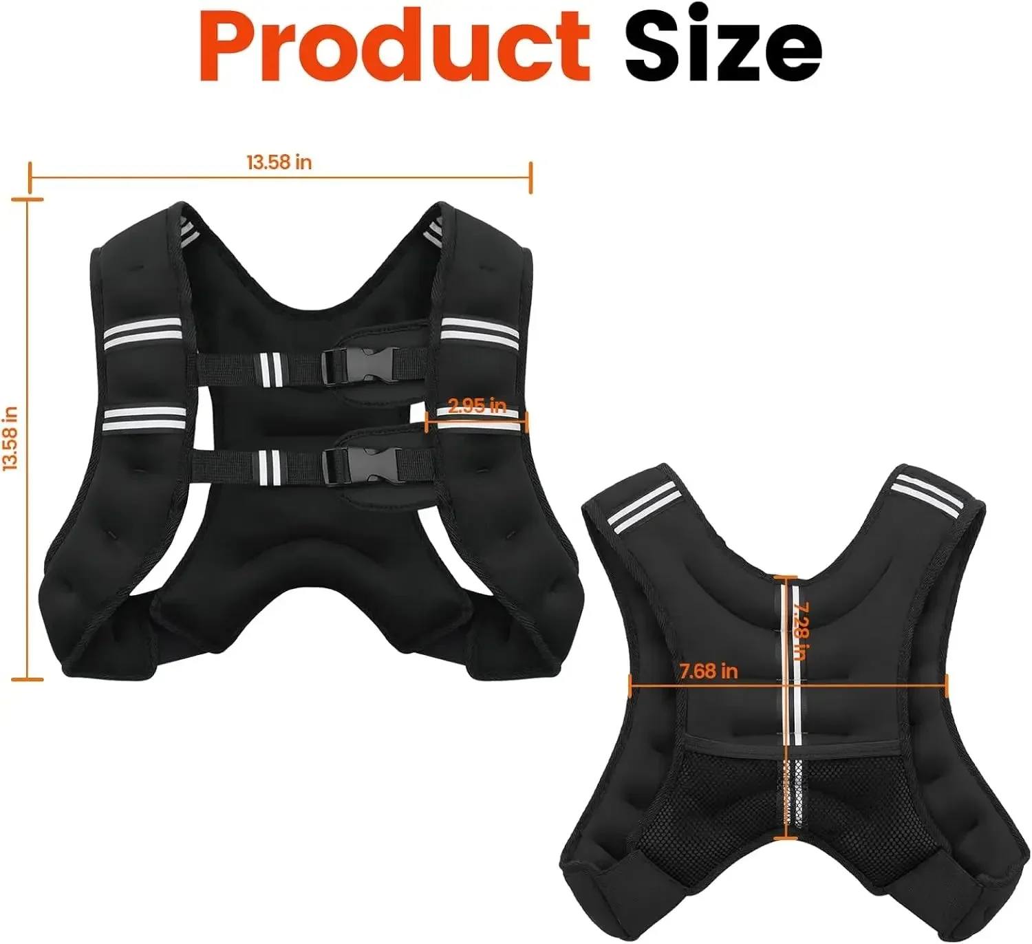Adjustable Weighted Vest with Reflective Stripes - Image 3