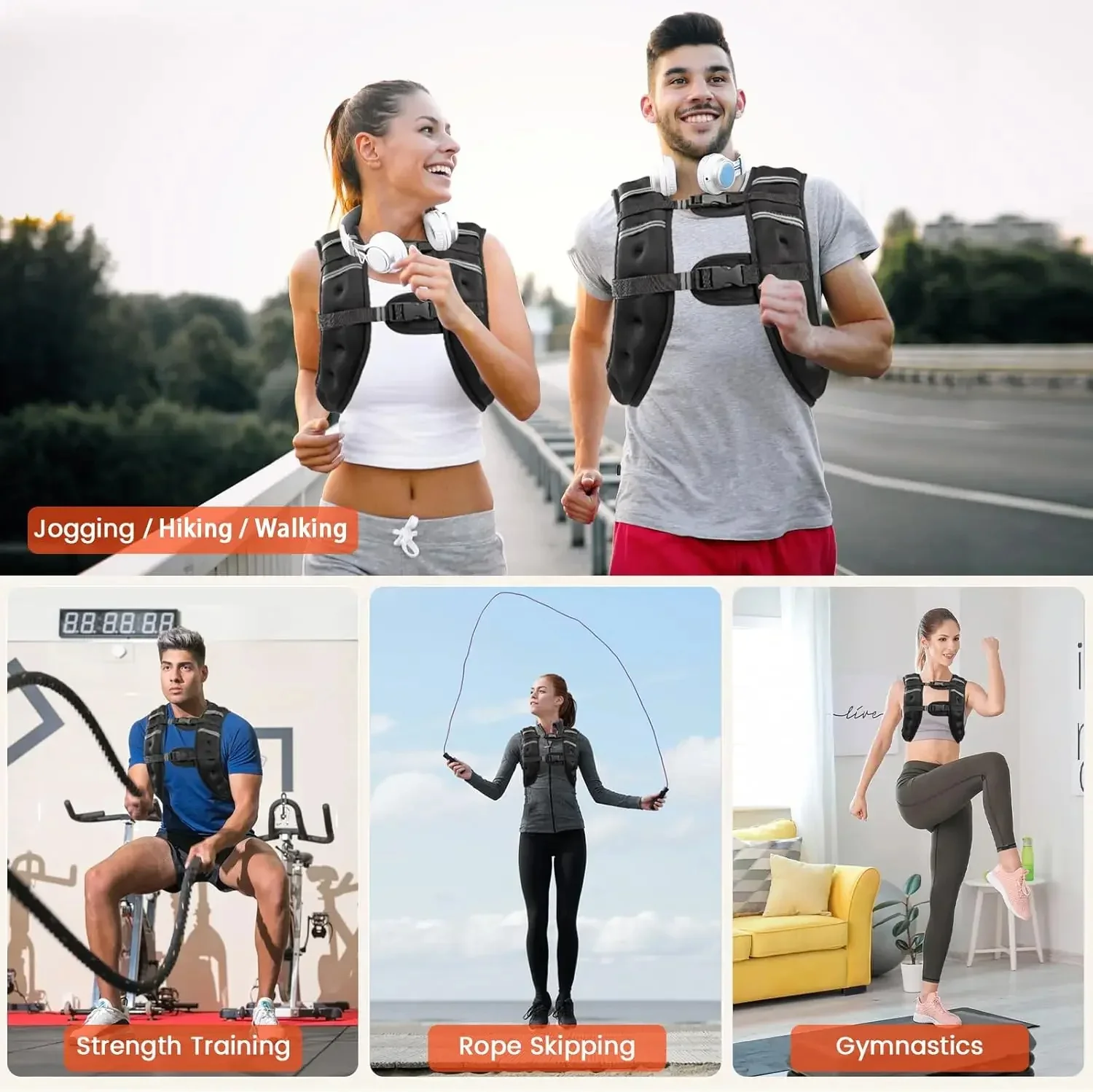 Adjustable Weighted Vest with Reflective Stripes - Image 4