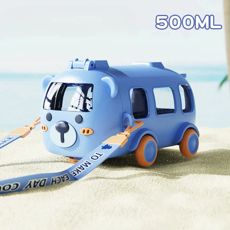 Cartoon Toy Bus Water Bottle with Straw - Image 4