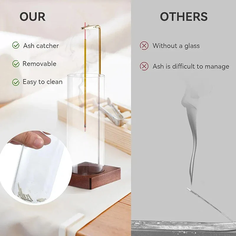 Glass Incense Holder with Removable Ash Catcher - Image 3