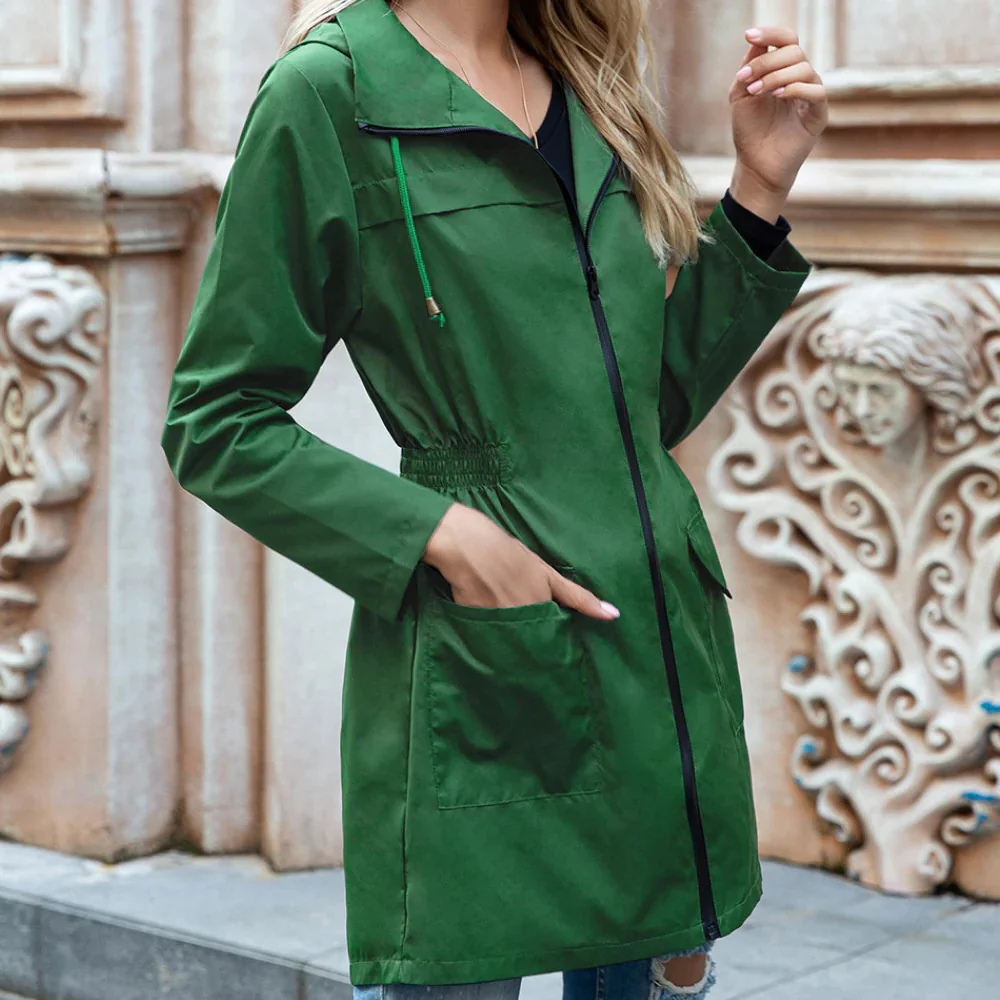 Stylish Zipper Trench Coat For Women - Image 4