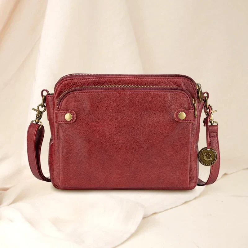 Three-Layer Crossbody Leather Shoulder Bag & Clutch - Image 12